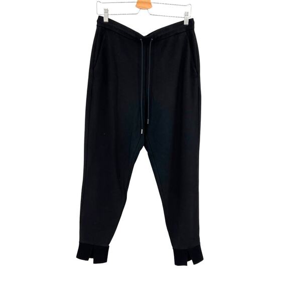 Theory Double Knit Jersey Slouchy Jogger Pants Split Hem Ankle Black Large - Picture 2 of 11